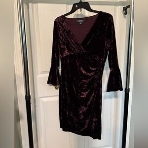 Lauren Ralph Lauren Crushed Velvet Mini long Sleeved Dress